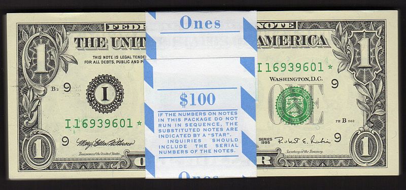 Fr.1922-I*, 1995 $1 Minneapolis Star FRN, Pack of 100, GEM